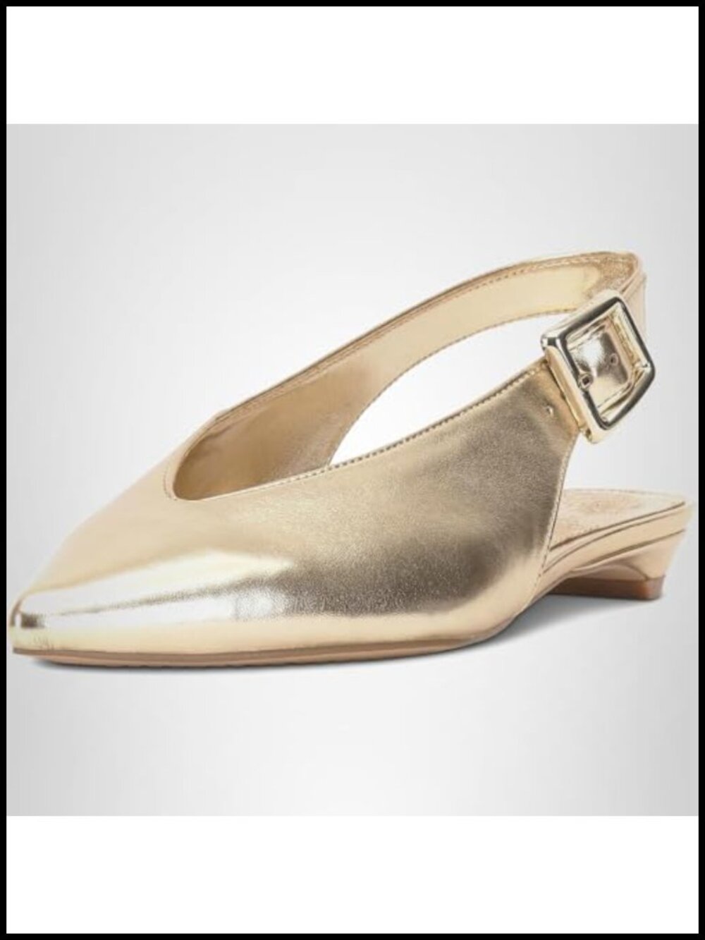 Faux Leather Kitten Heel Pointed Toe Flats